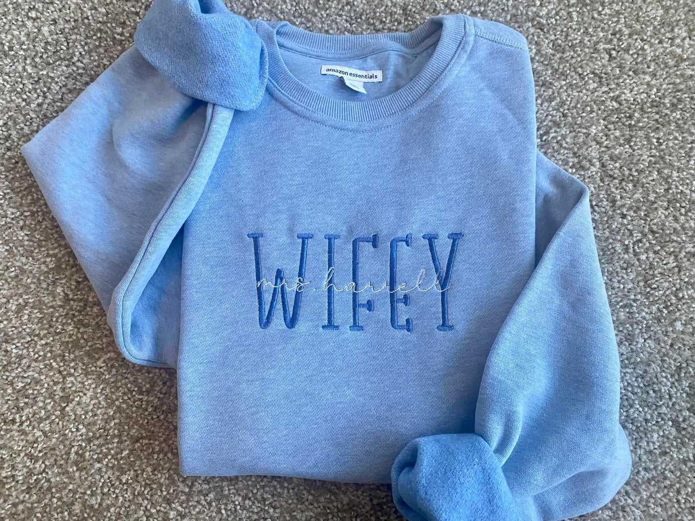 Custom color Wifey with last name monochromatic